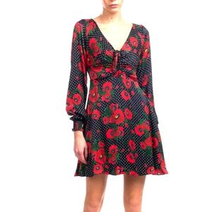 FREE PEOPLE Fit & Flare Dress Size XS Floral & Polka Dot Pattern Shirred Cuffs